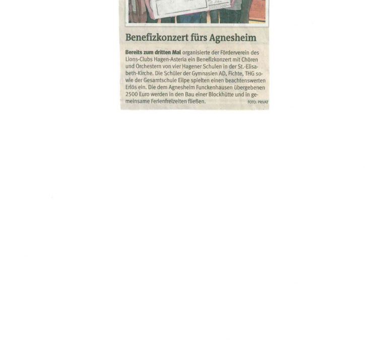 Scheckübergabe an das Agnesheim Funckenhausen 2015